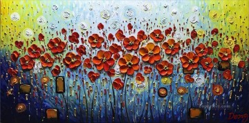 poppies circles floral decoration Oil Paintings